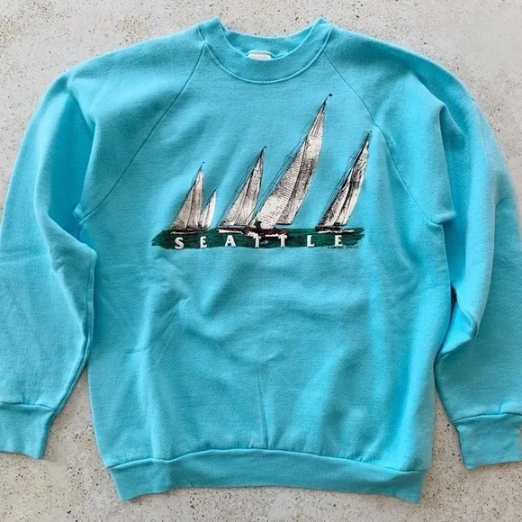 Vintage Blue Seattle Sweatshirt - Picture 2 of 4